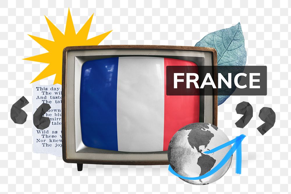 France png, TV news collage illustration, transparent background