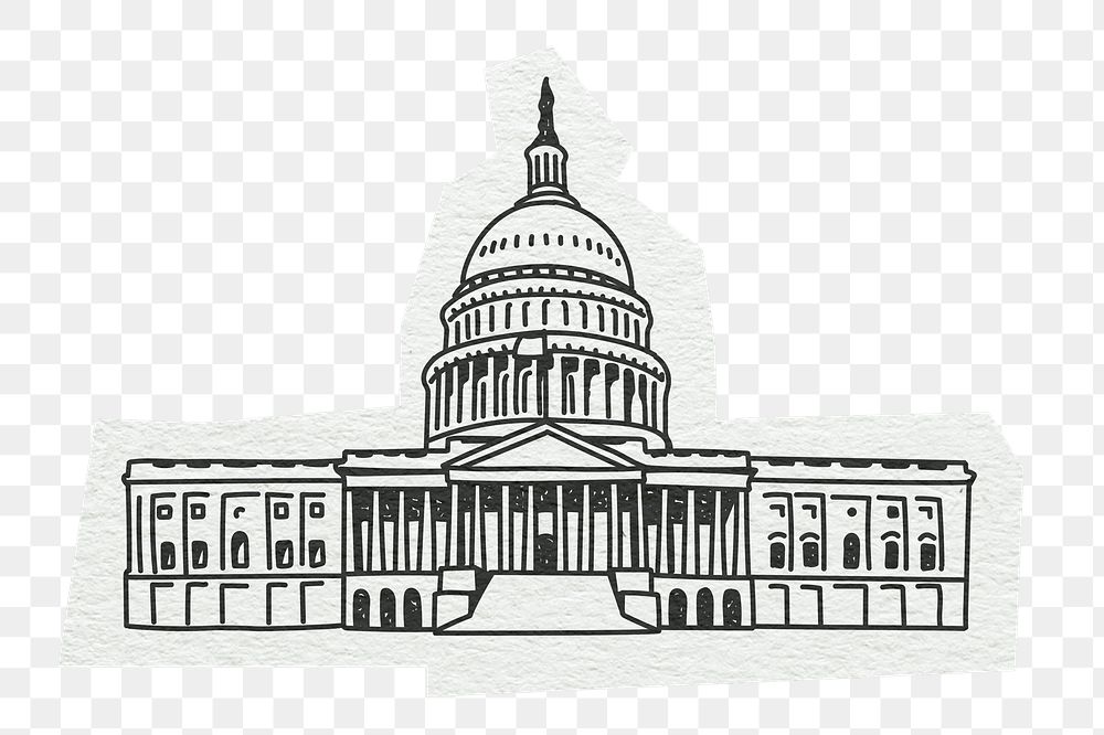 PNG United States Capitol building, line art illustration, transparent background