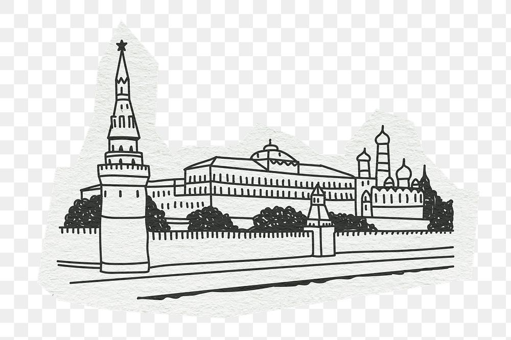 PNG The Moscow Kremlin, line art illustration, transparent background