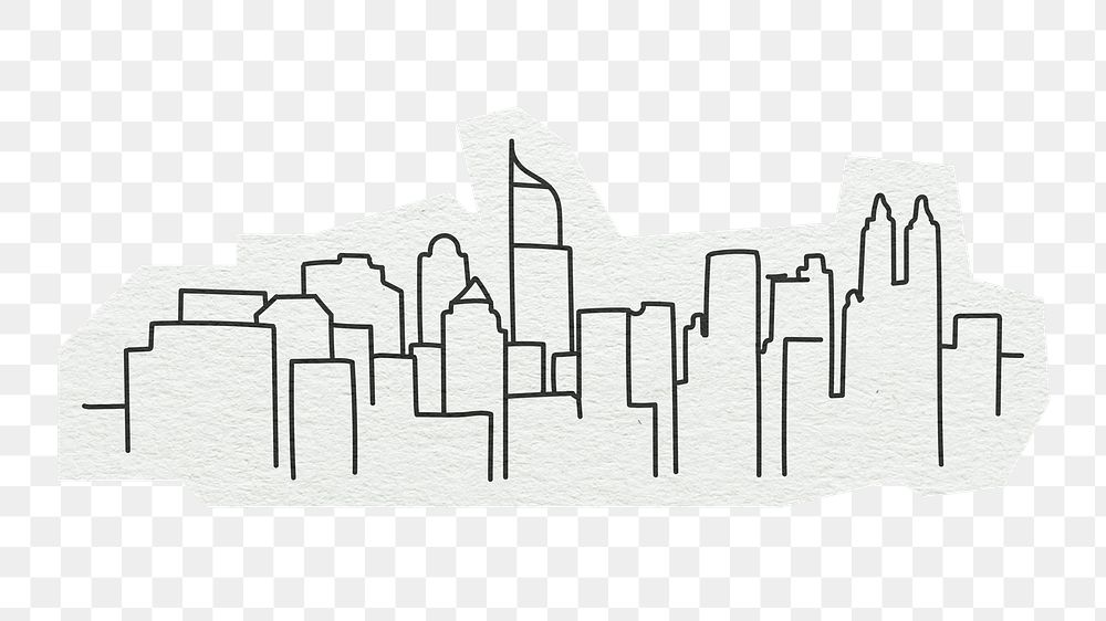 PNG Jakarta skyline, line art illustration, transparent background