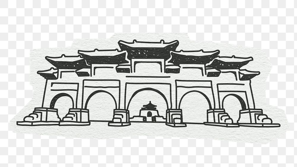 PNG Chiang Kai-shek Memorial Hall, line art illustration, transparent background