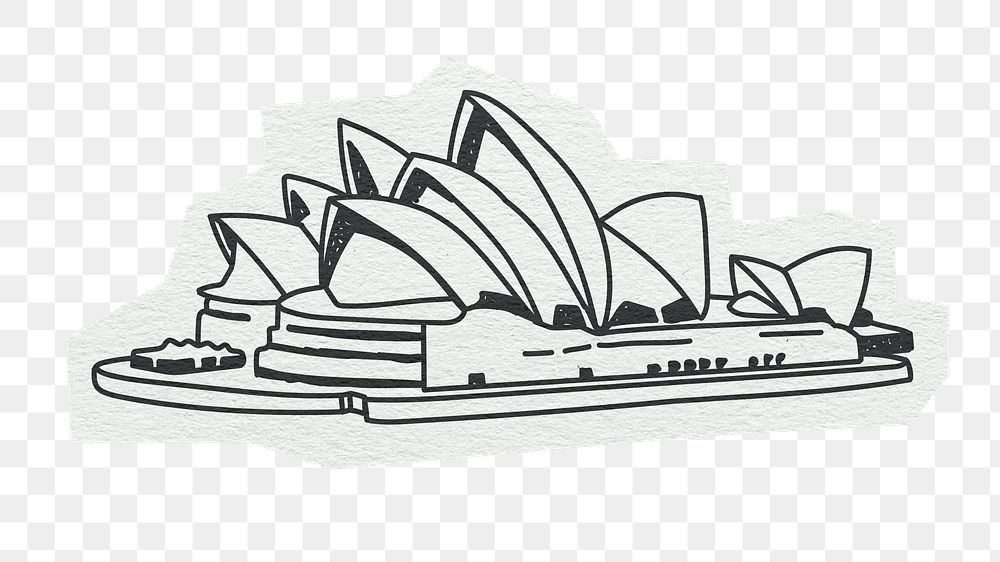 PNG Sydney Opera House, tourist attraction, line art illustration, transparent background