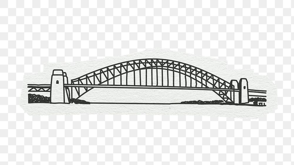 PNG Sydney Harbour Bridge, line art illustration, transparent background