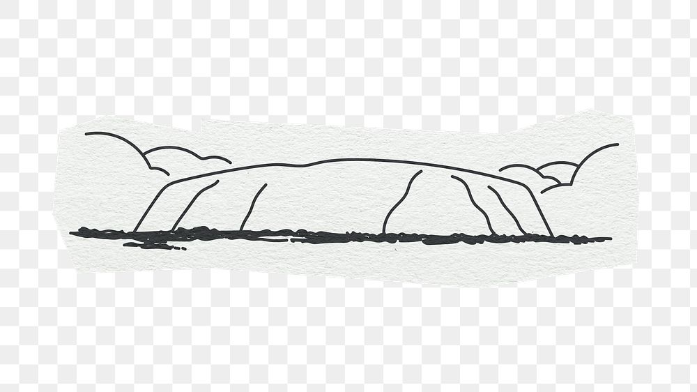 PNG Uluru rocks, famous Australian location, line art illustration, transparent background