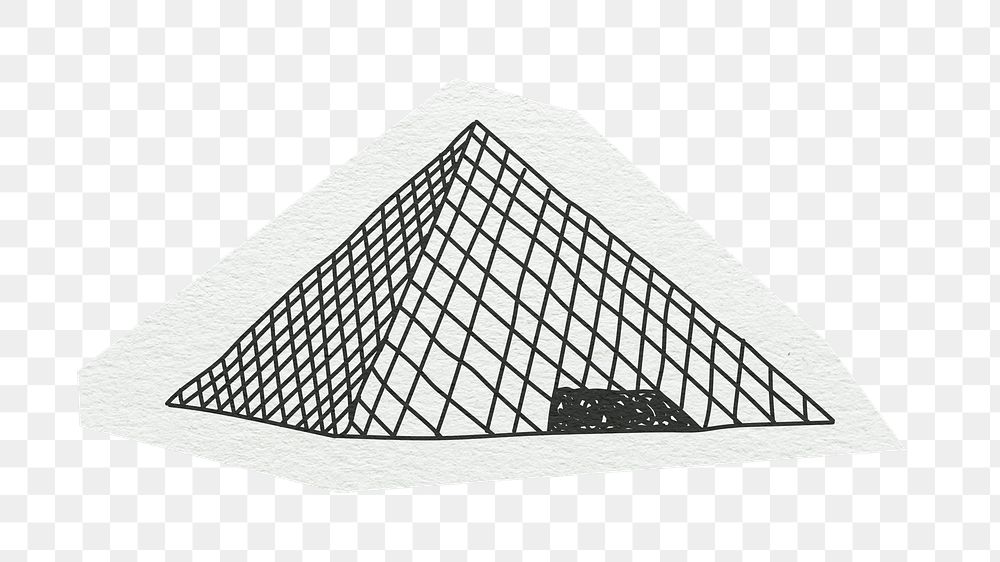 PNG Louvre Museum, Paris attraction, line art illustration, transparent background