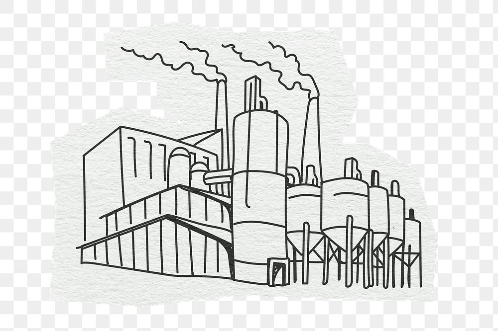 PNG Factory building, architecture, line art illustration, transparent background