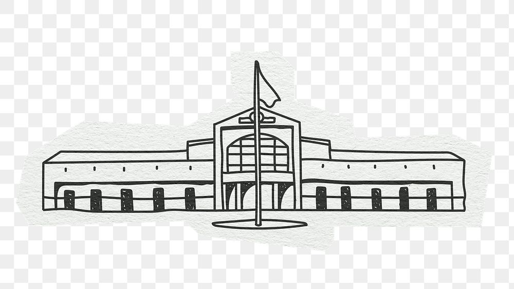 PNG School building, architecture, line art illustration, transparent background