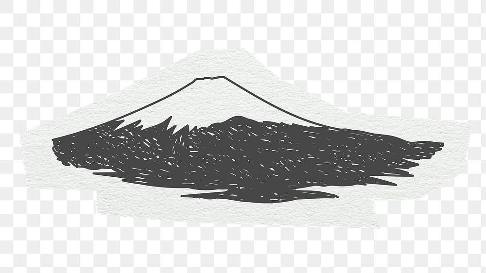 PNG Mount Fuji, Japan famous location, line art illustration, transparent background