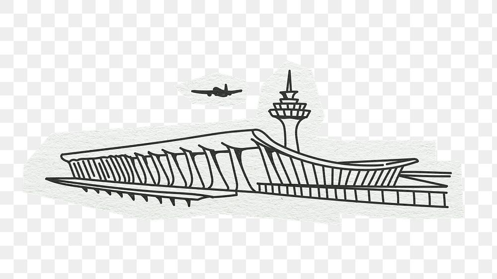 PNG Airport building, architecture, line art illustration, transparent background