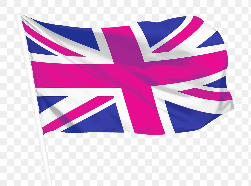 Png waving UK flag collage element, transparent background