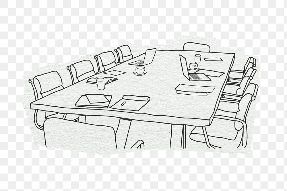 PNG Meeting room, line art illustration, transparent background