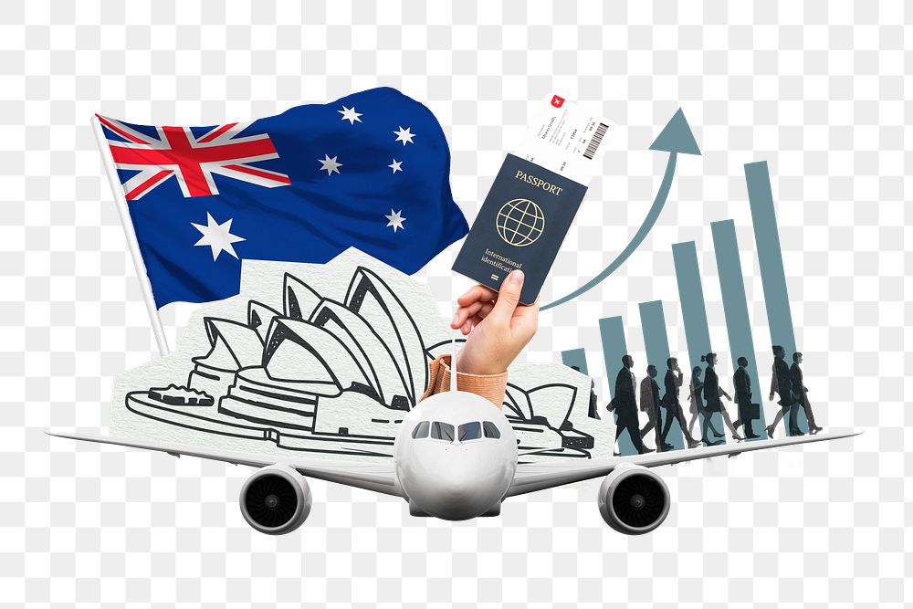 Australian job png, international business collage, transparent background