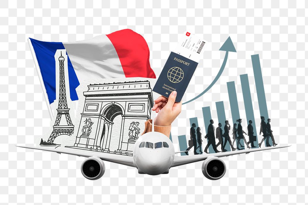 France job png, international business collage, transparent background