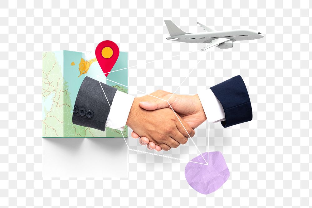 PNG international business deals, corporate partnership collage, transparent background