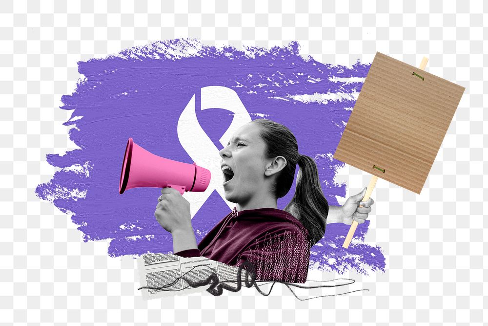 Women's rights png, protest activism photo collage, transparent background