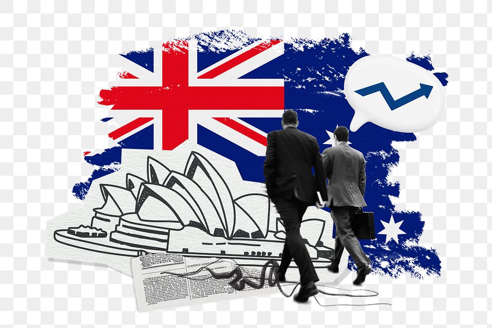 PNG Australian business success, corporate photo collage, transparent background
