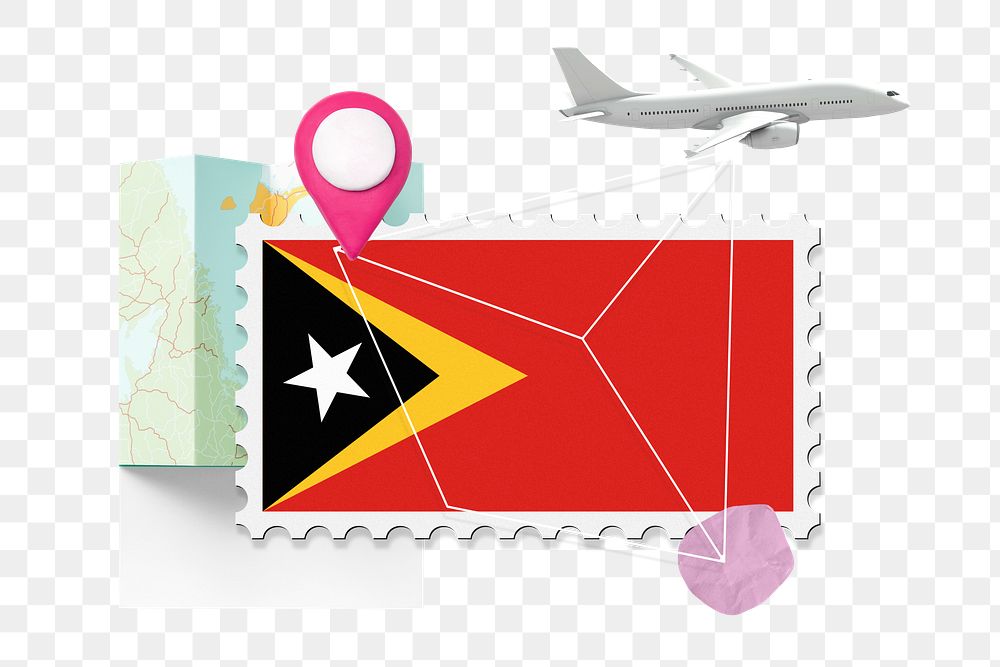 PNG East Timor travel, stamp tourism collage illustration, transparent background