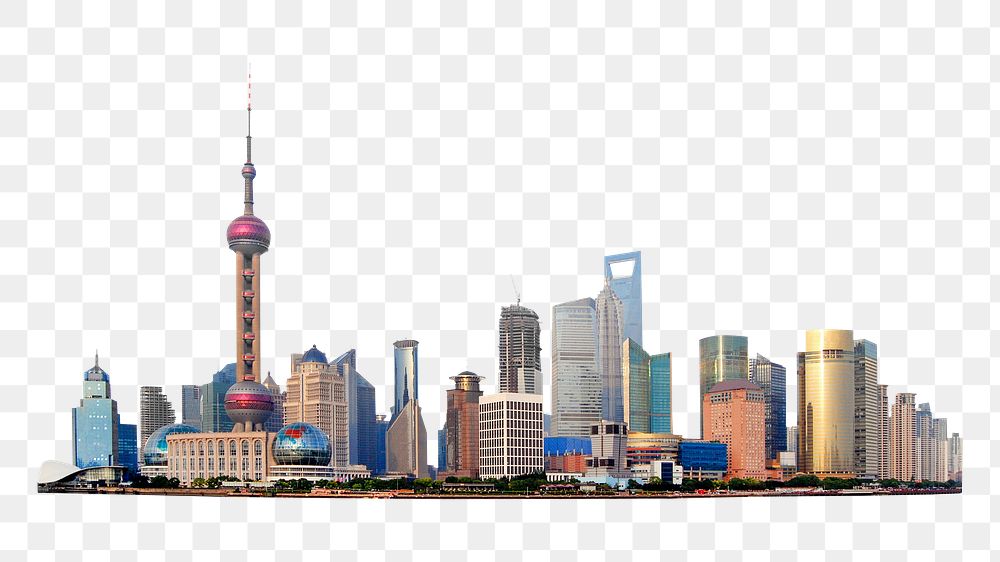 Png Shanghai cityscape, transparent background 