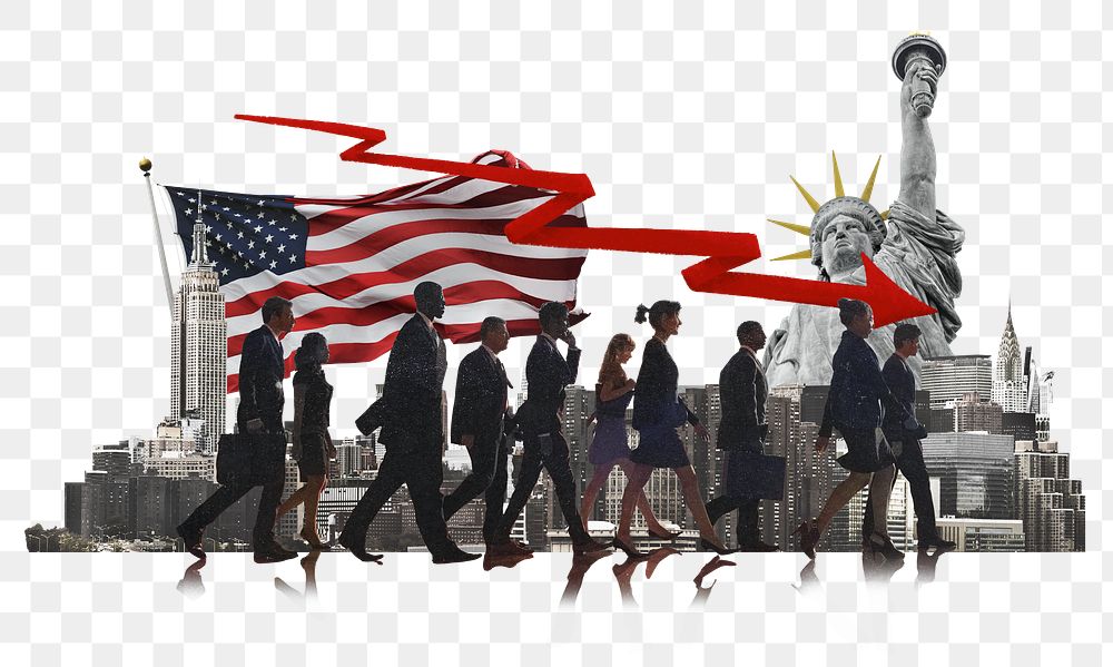 PNG American recession, economy finance collage, transparent background