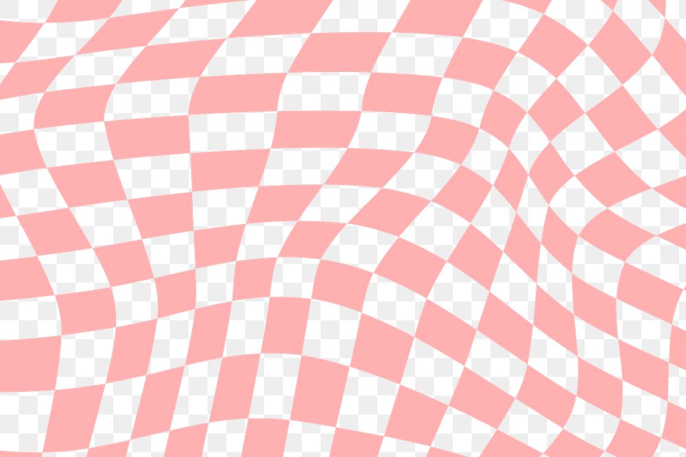 Pink distorted checkered png pattern, transparent background