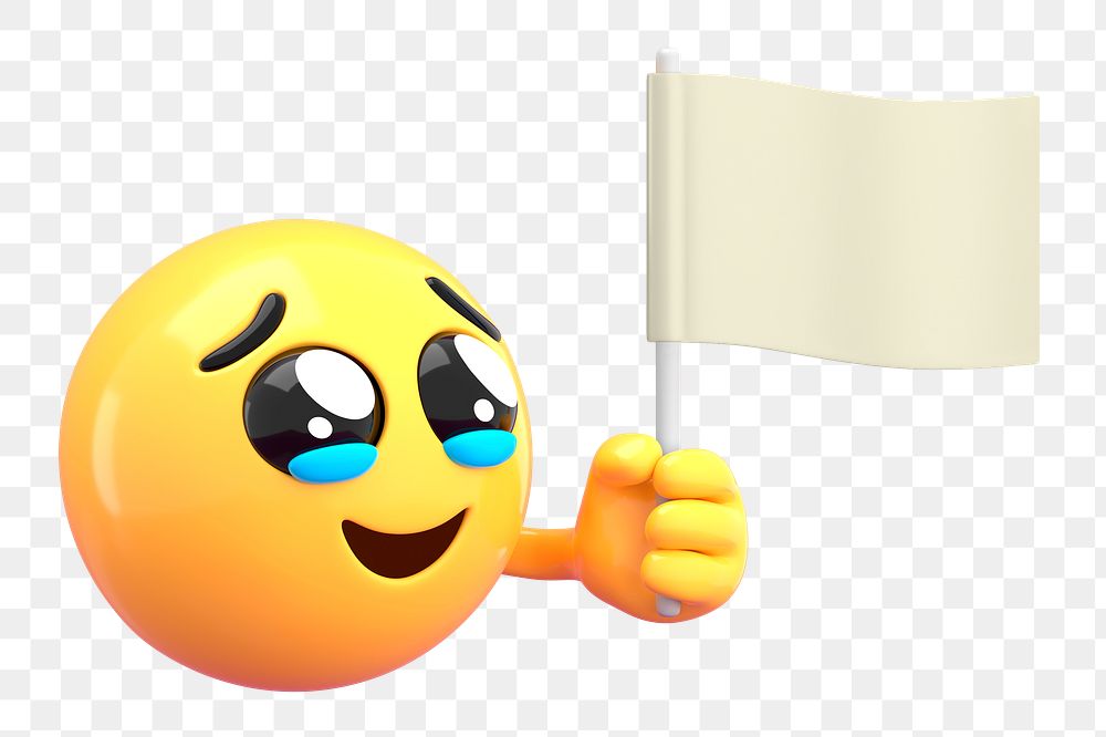 PNG 3D flag, happy tears emoticon, transparent background