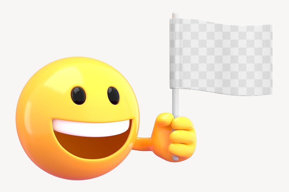 3D flag png transparent mockup, emoticon