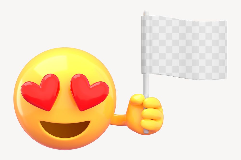 3D flag png transparent mockup, emoticon