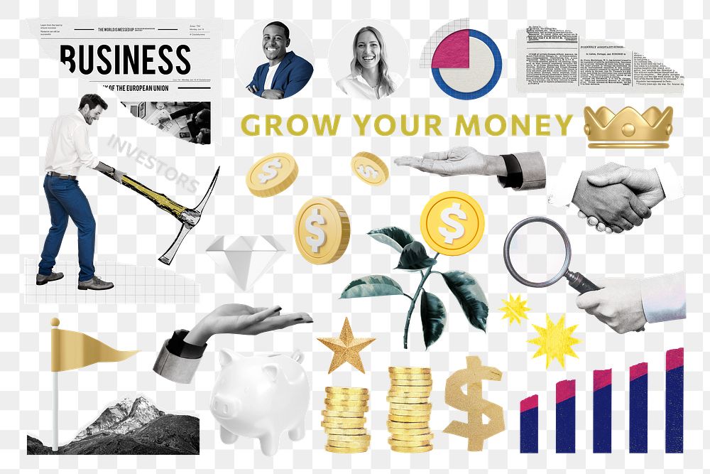 Business & finance png illustration sticker set, transparent background