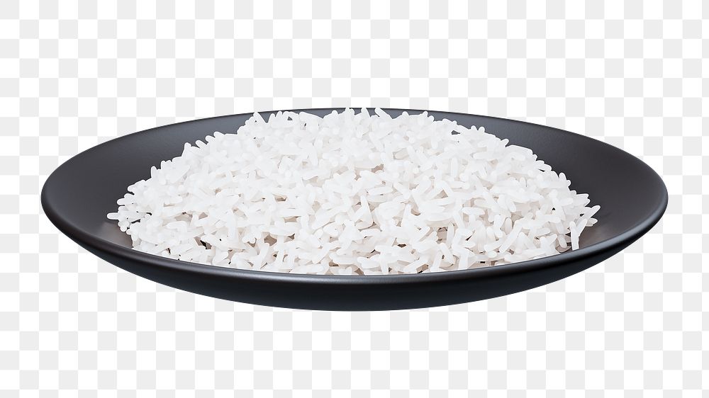 PNG 3D rice dish, element illustration, transparent background