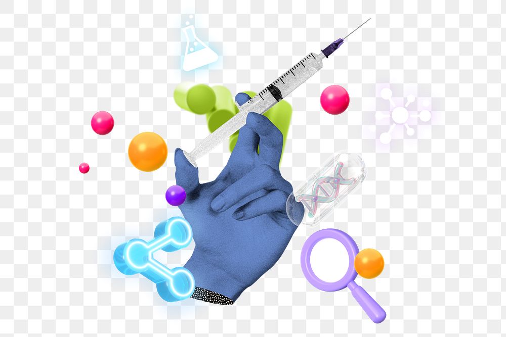 Health technology png collage remix, transparent background