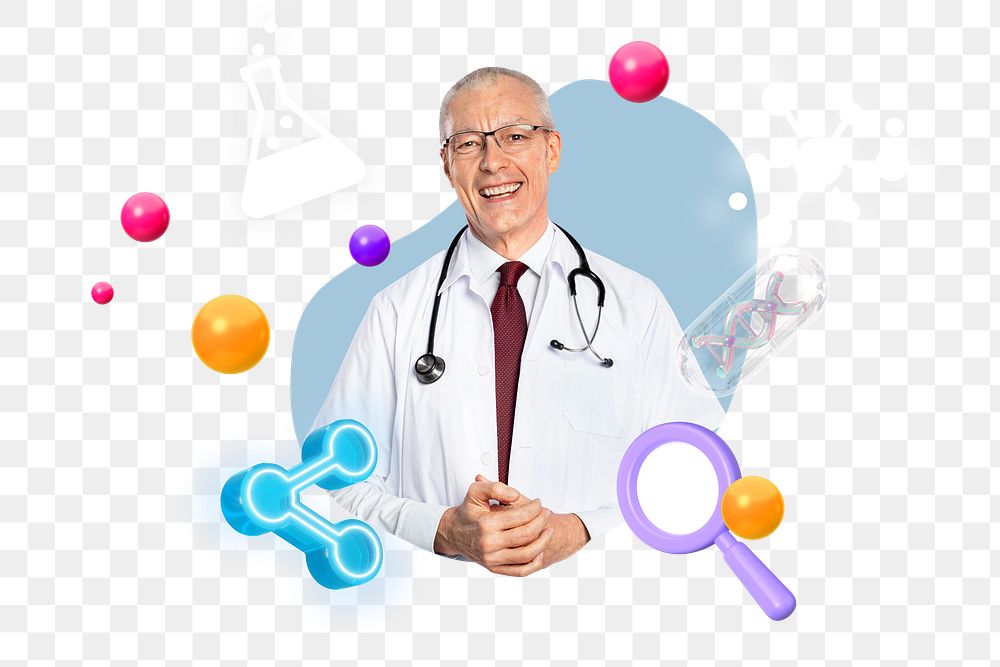 Doctor png collage remix, transparent background