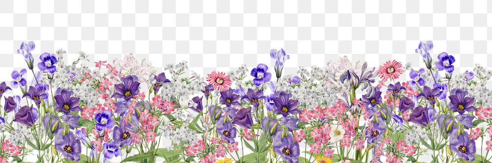 Aesthetic purple flowers png border, transparent background