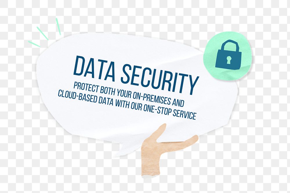 PNG Data security word, speech bubble paper craft, transparent background