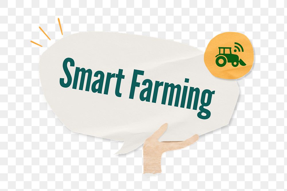 PNG Smart farming word, speech bubble paper craft, transparent background