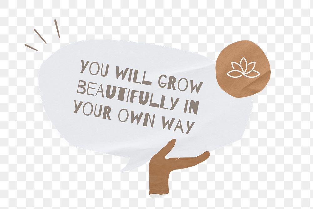 PNG Self-motivation quote, speech bubble paper craft, transparent background