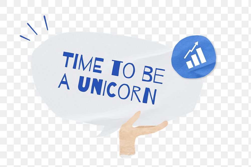 PNG Unicorn quote, speech bubble paper craft, transparent background