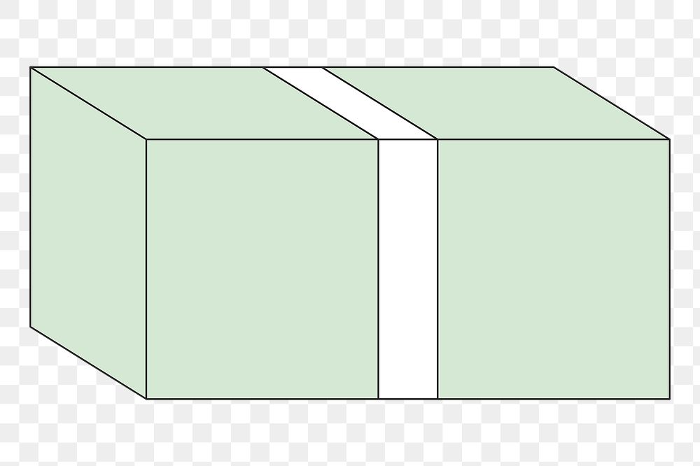 PNG Green parcel box, flat object illustration, transparent background