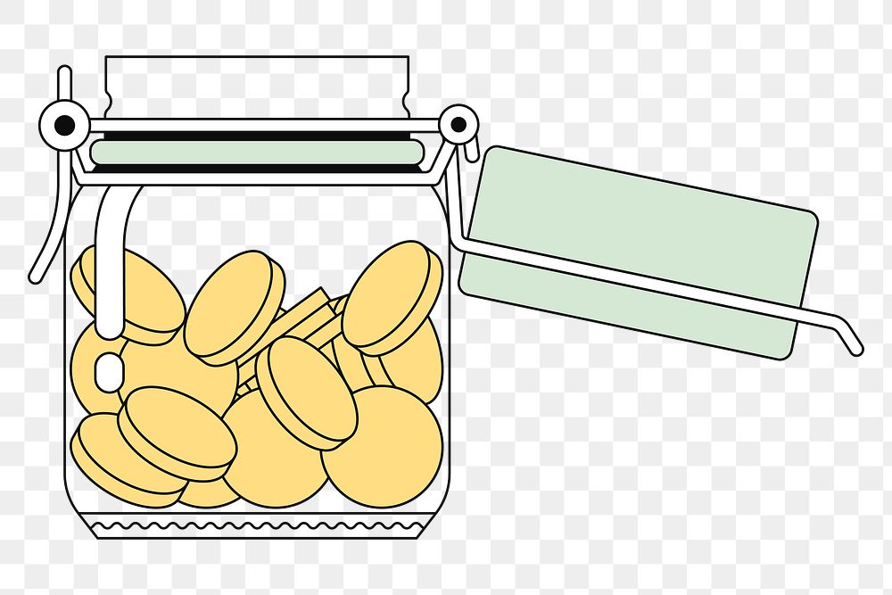 PNG Money jar, flat finance illustration, transparent background