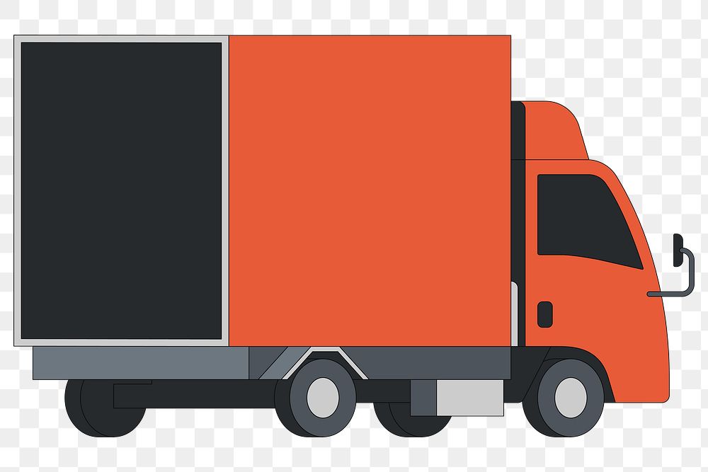 PNG Orange truck, flat vehicle illustration, transparent background