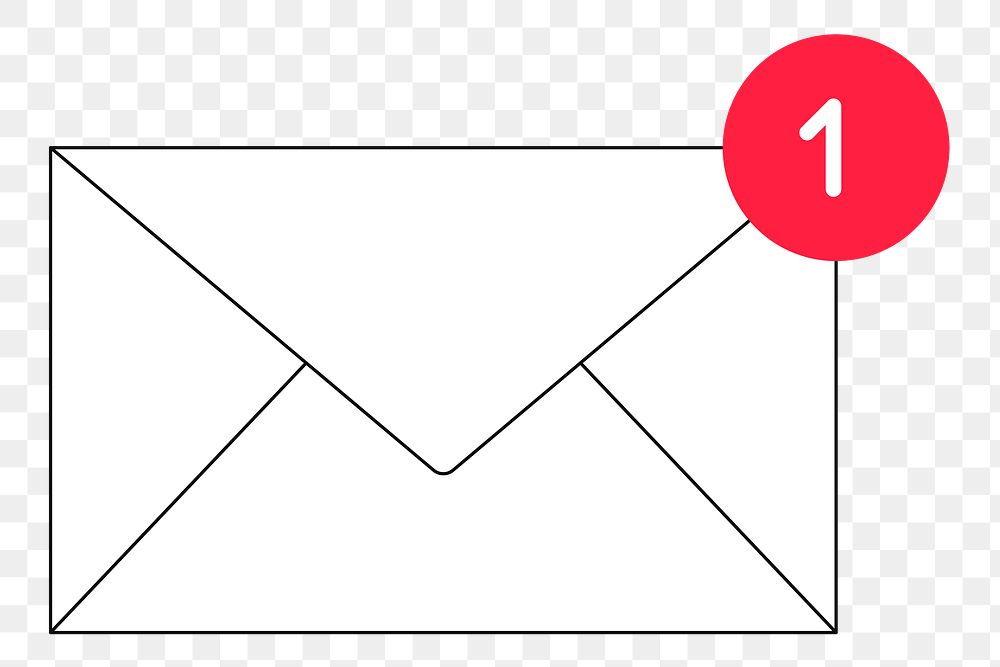 PNG Email notification icon, flat  graphic, transparent background