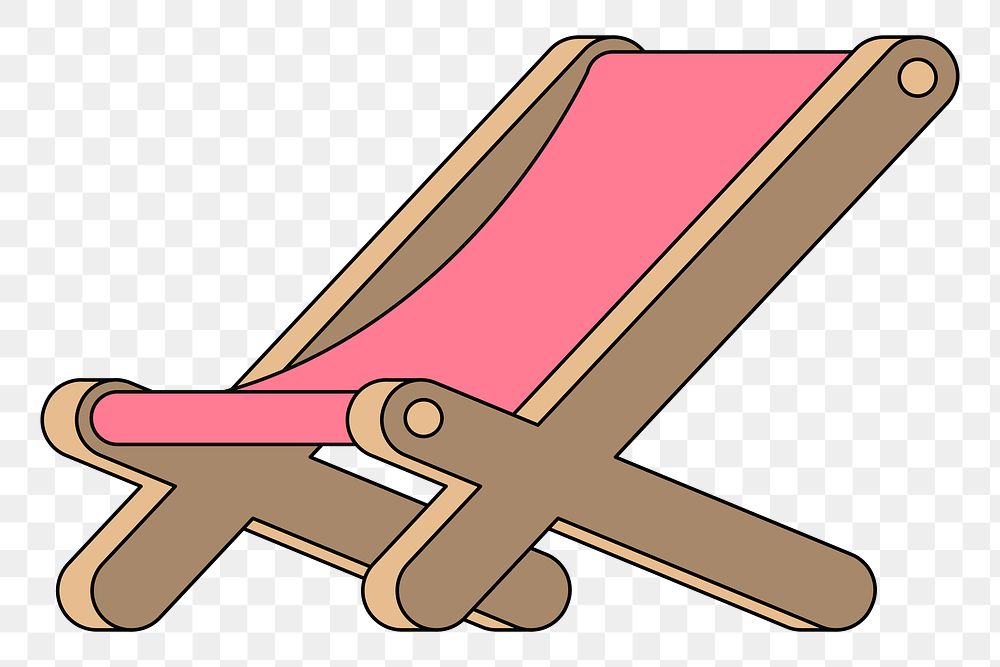 PNG Pink beach chair, flat illustration, transparent background