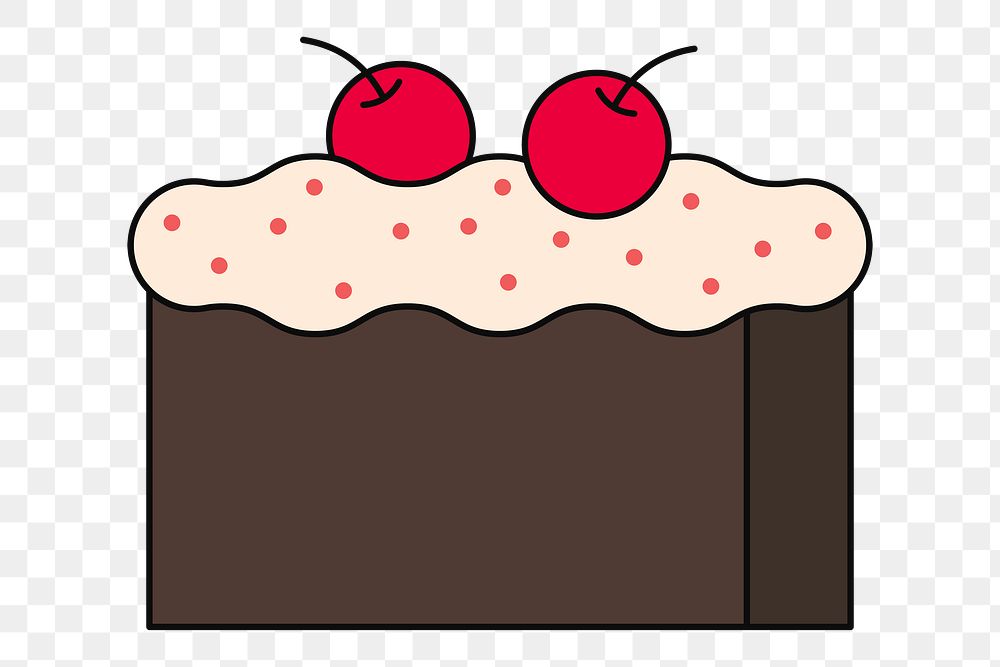 Png cake with cherry side view illustration, transparent background