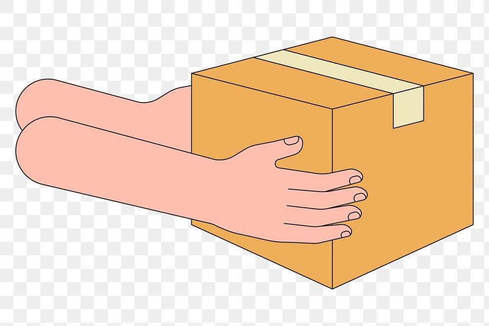 PNG Parcel delivery, hands holding box illustration, transparent background