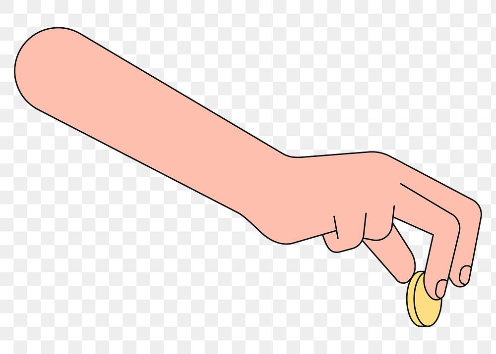 PNG Hand picking up coin, money illustration, transparent background