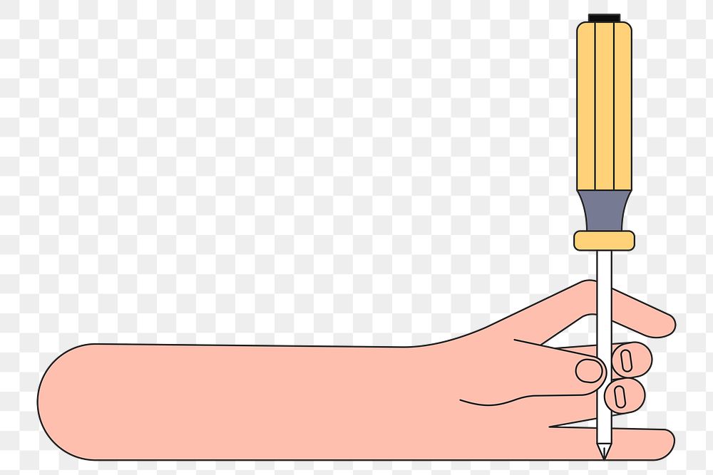 Png hand holding screwdriver illustration,  transparent background