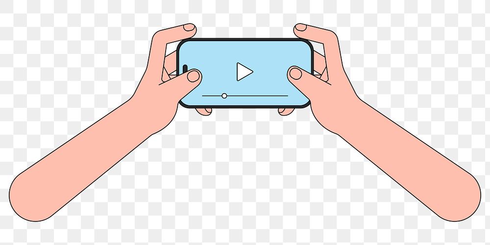 PNG Hand holding smartphone, entertainment illustration, transparent background