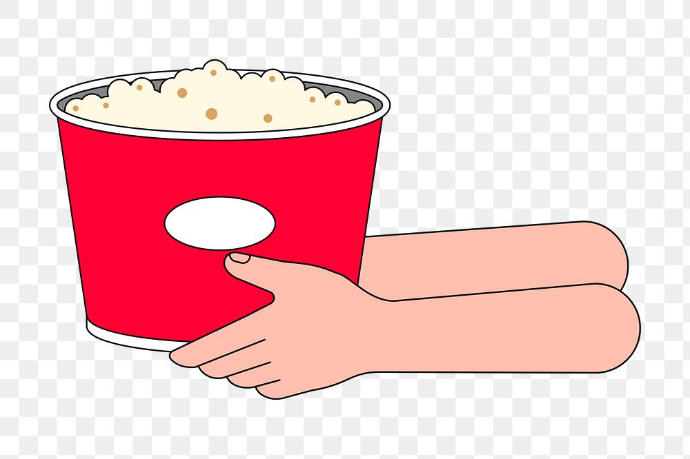 Png hands presenting popcorn illustration, transparent background