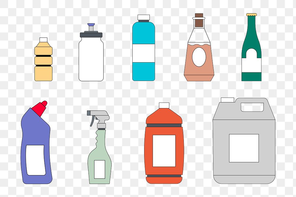 Png cleaning supplies set illustration, transparent background