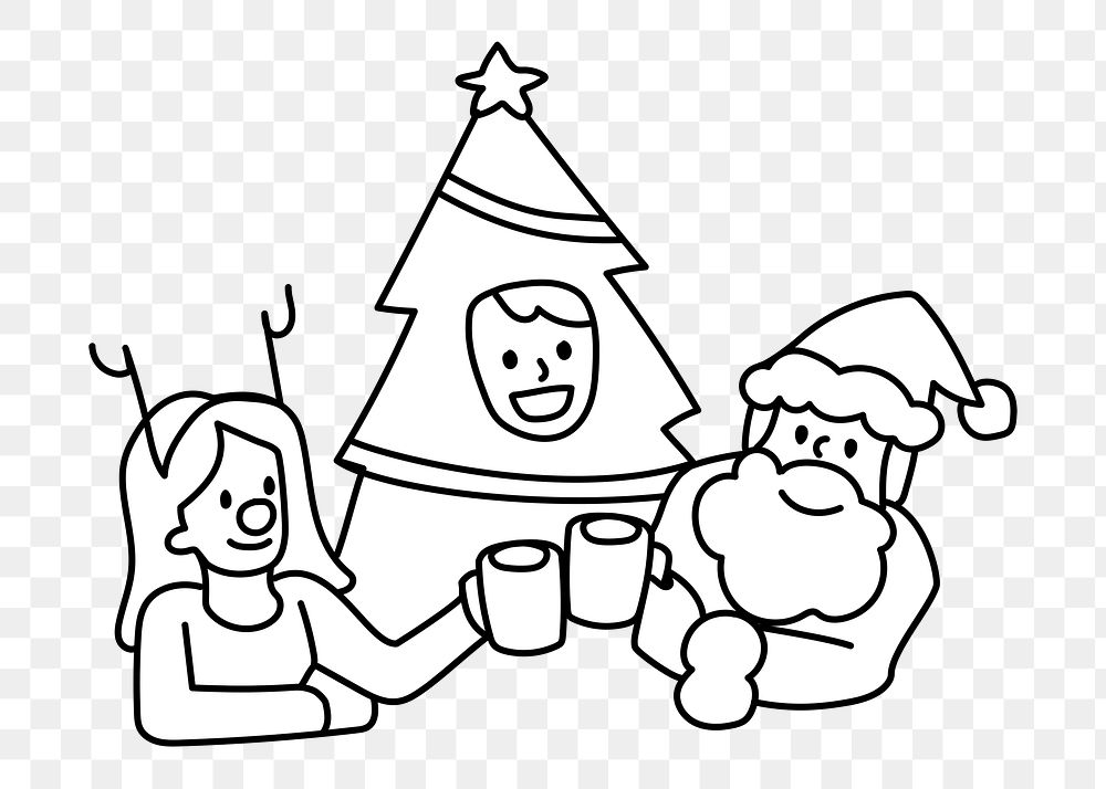Png cheers to Christmas doodle, transparent background