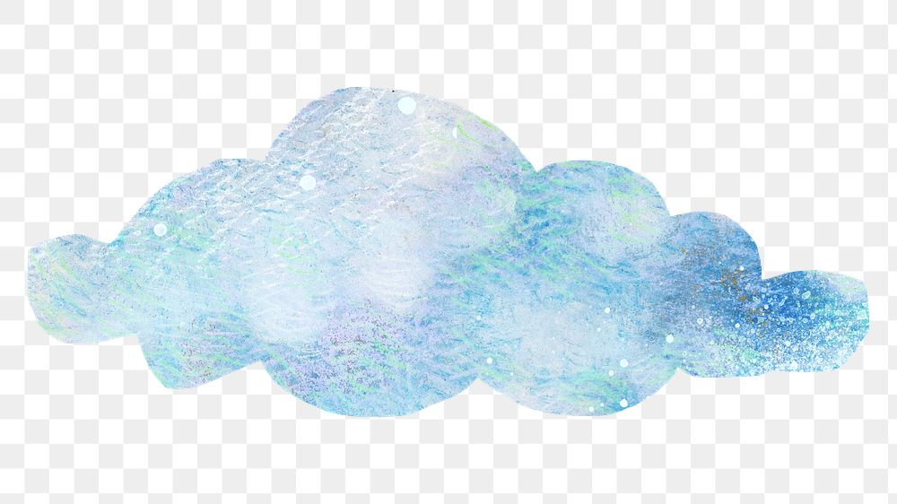 Blue cloud png, paper craft element, transparent background